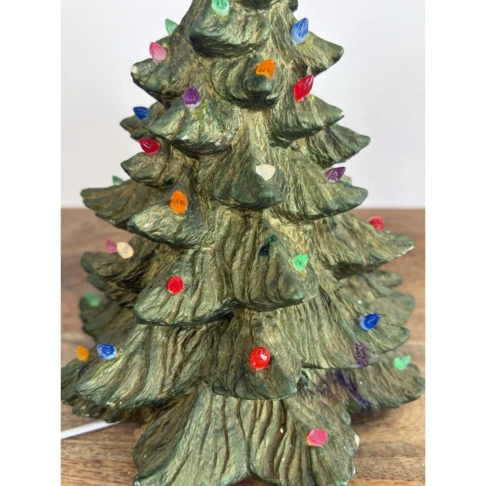 Vintage Nowell Mold Ceramic Christmas Tree 8” No Base